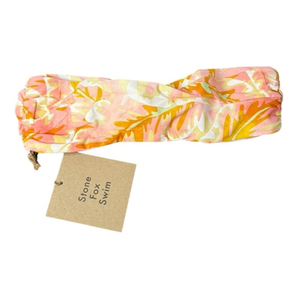 Stone Fox Swim Lele Bandeau Bikini‎ Top in Hot Tropix Print XS NWT - Picture 8 of 11
